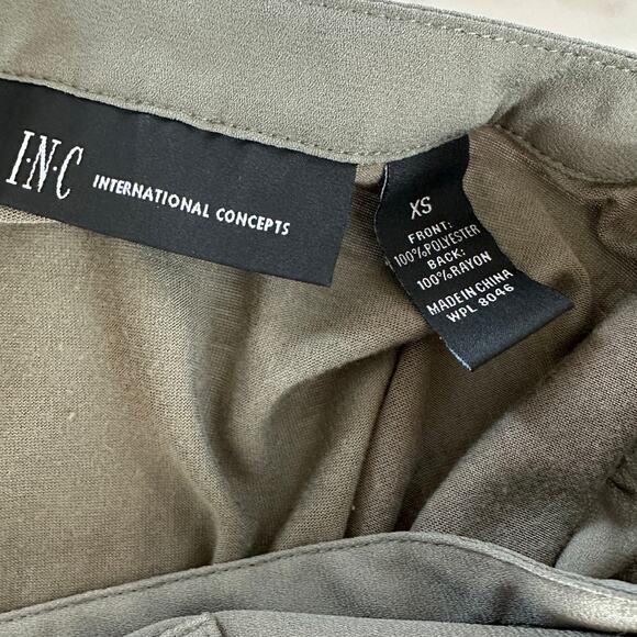 INC International Concepts Utility Blouse WMNS XS Olive Green Cap Sleeve Ruched - Picture 6 of 7